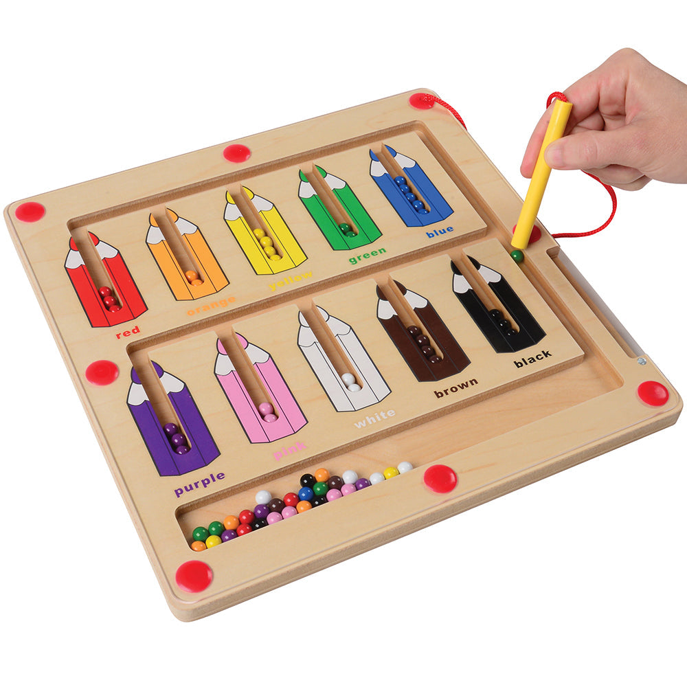 Adult Demonstrating How To Sort Colors with Magnetic Color Matching Game