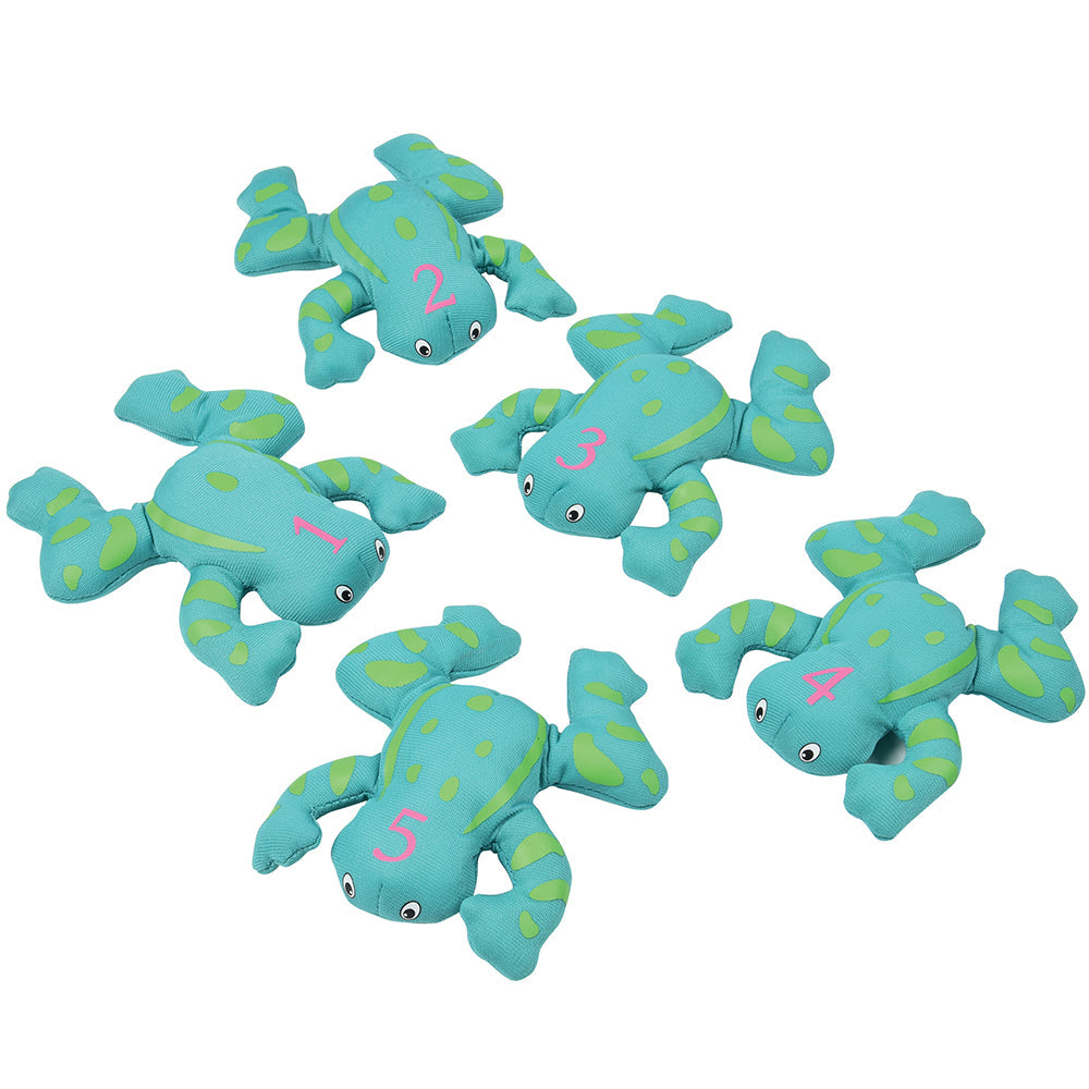 5 Plush Frogs with Numbered Heads