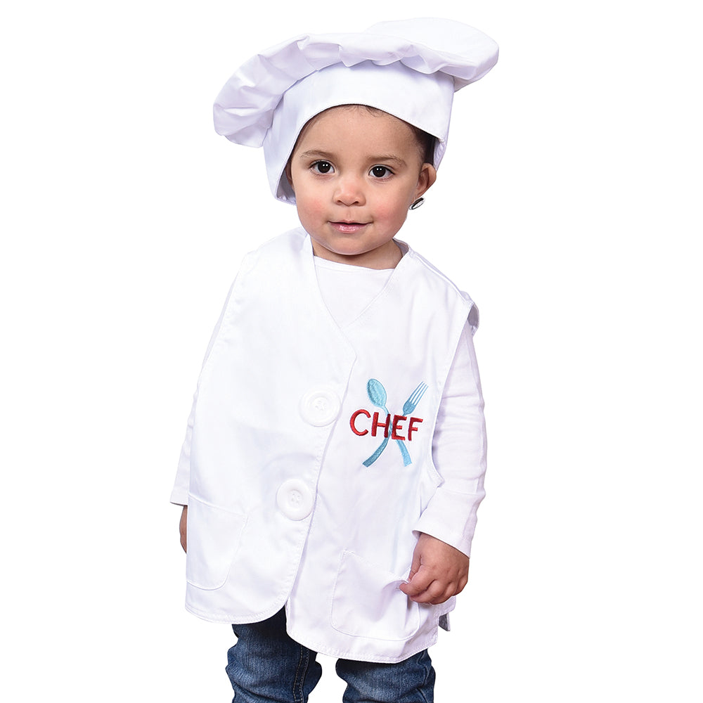 Kid Modeling Toddler Dress-Up Chef Vest & Hat