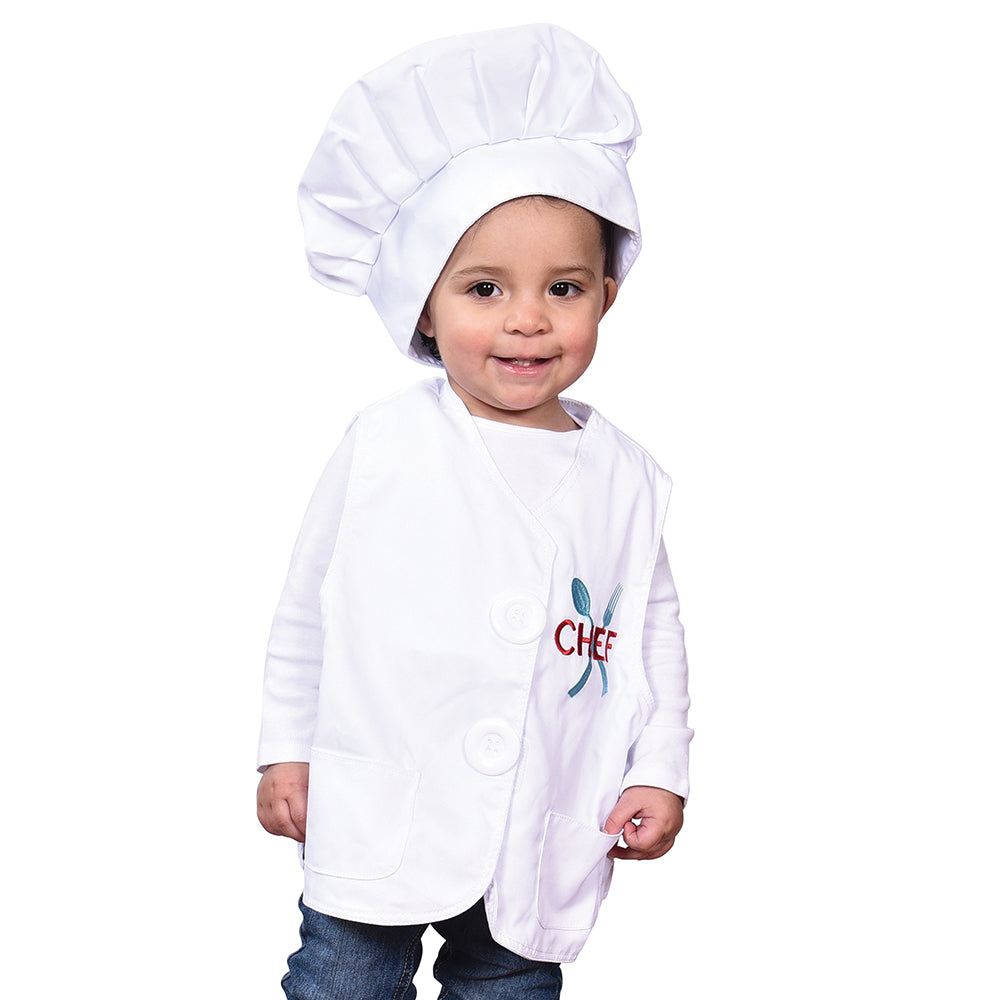 Kid Modeling Toddler Dress-Up Chef Vest & Hat