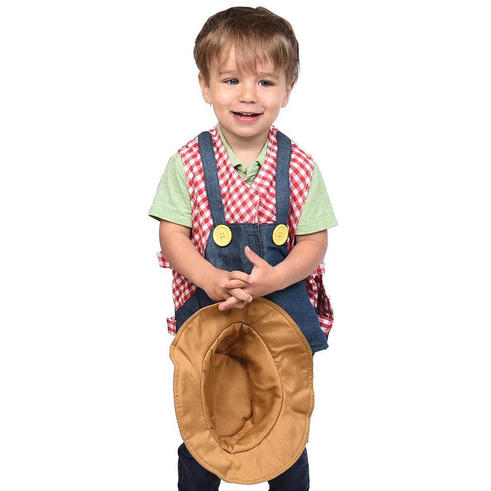 Kid Wearing Toddler Dress-Up Farmer Vest & Hat
