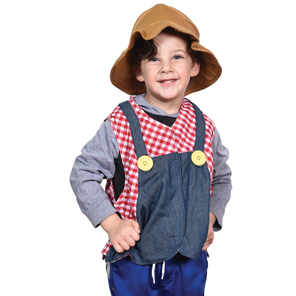 Kid Modeling Toddler Dress-Up Farmer Vest & Hat