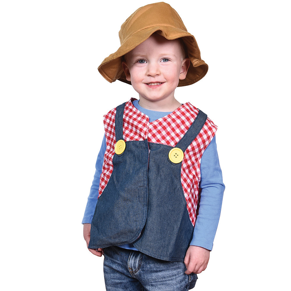 Toddler Farmer Role-Play Vest Modeled By A Kid