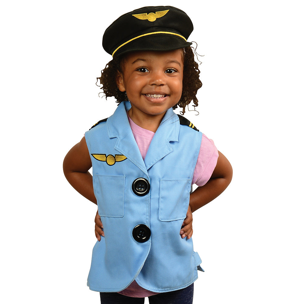 Kid Modeling Toddler Dress-Up Pilot Vest & Hat