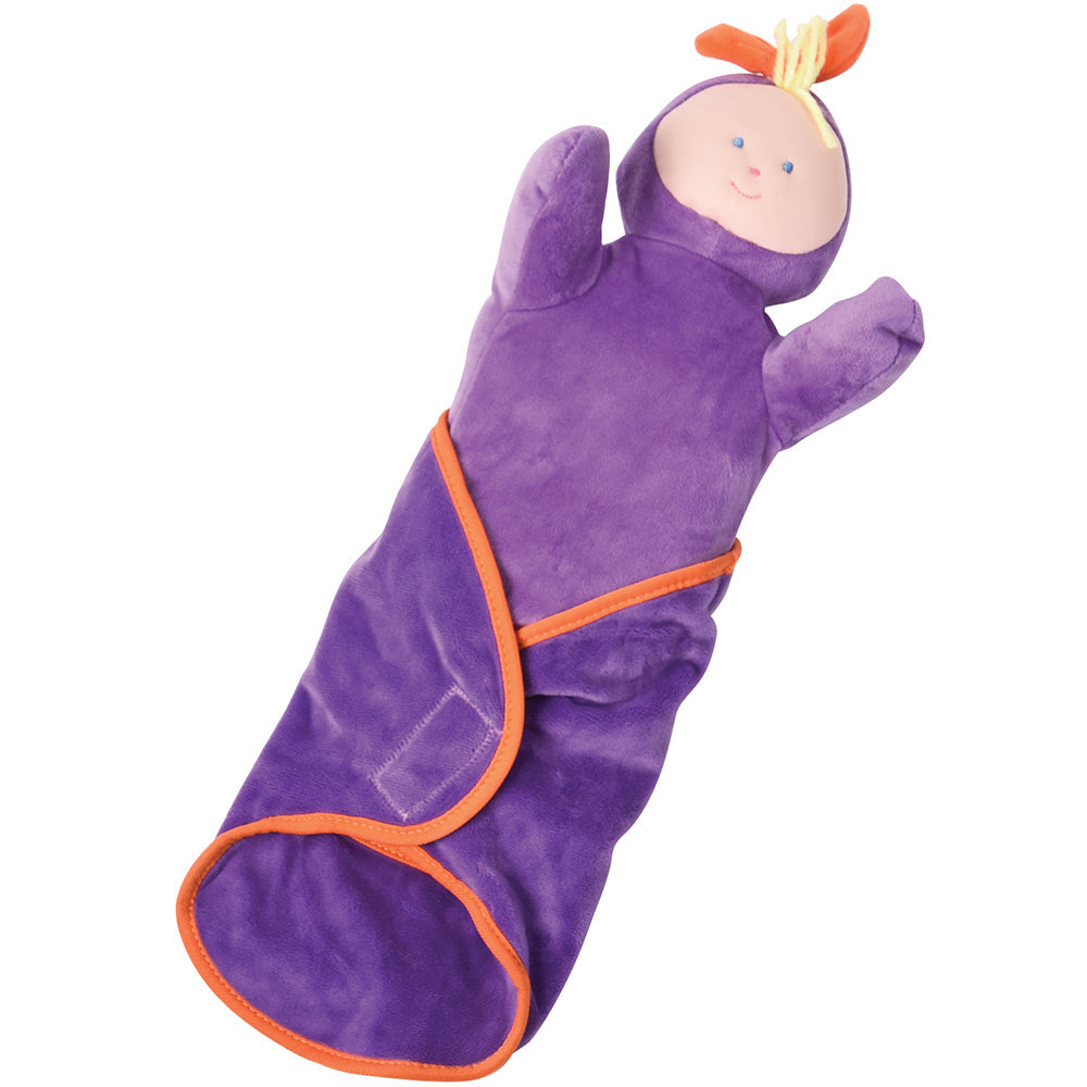 Multiculturally Diverse Soft Baby Doll in Matching Purple Blanket
