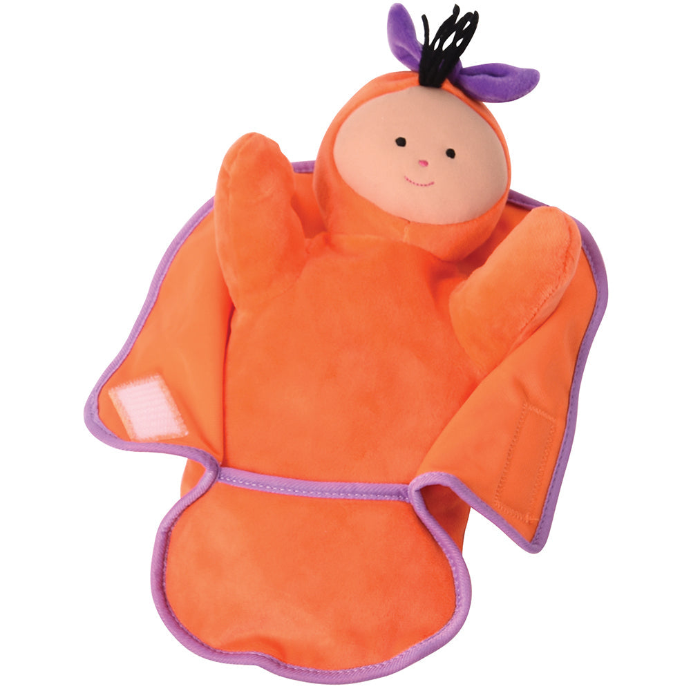 Multiculturally Diverse Soft Baby Doll in Matching Orange Blanket