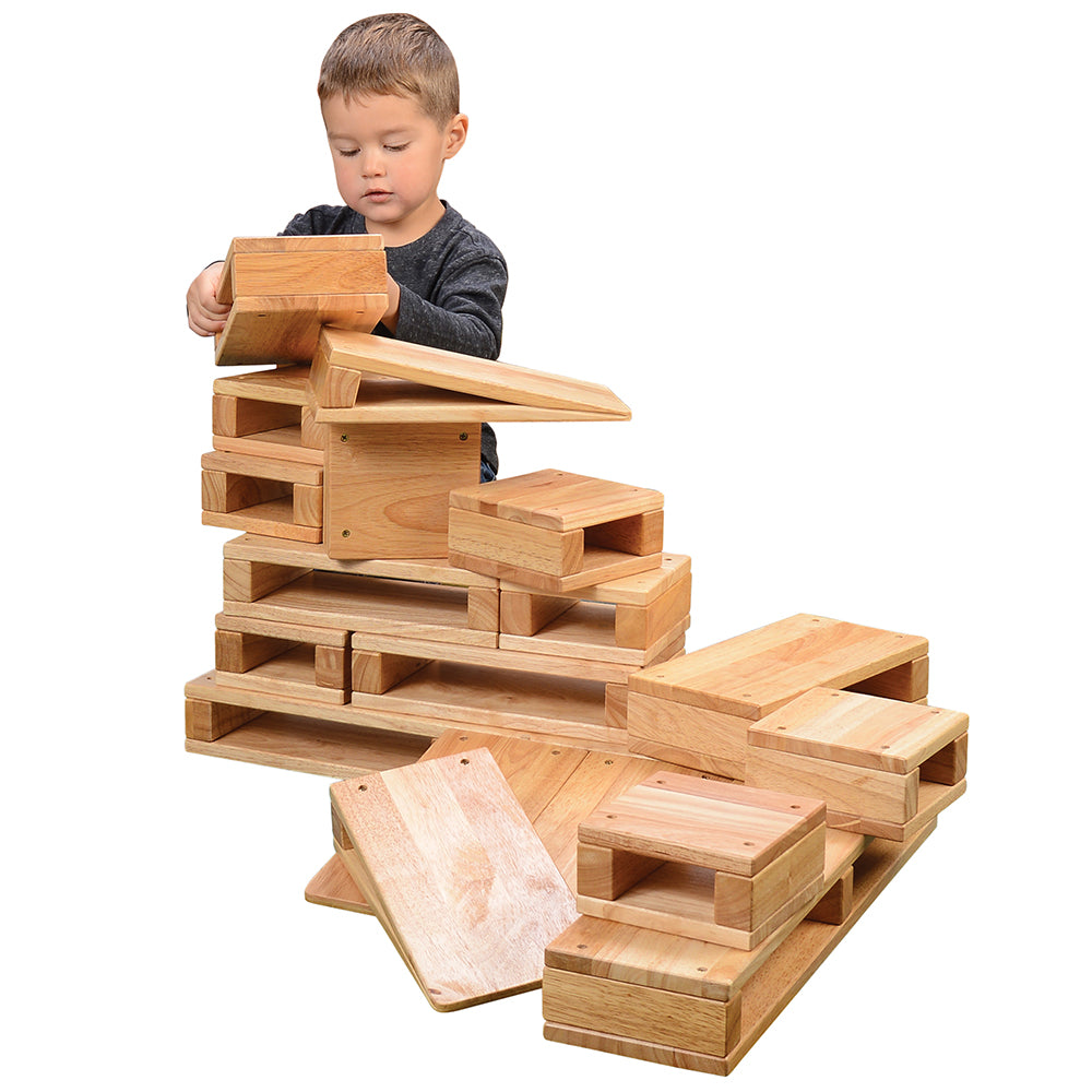 Junior Hardwood Hollow Blocks | 18-Piece Early Learning Building Set