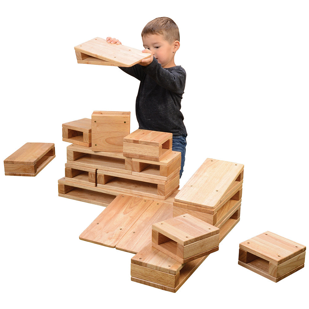 Junior Hardwood Hollow Blocks | 18-Piece Early Learning Building Set
