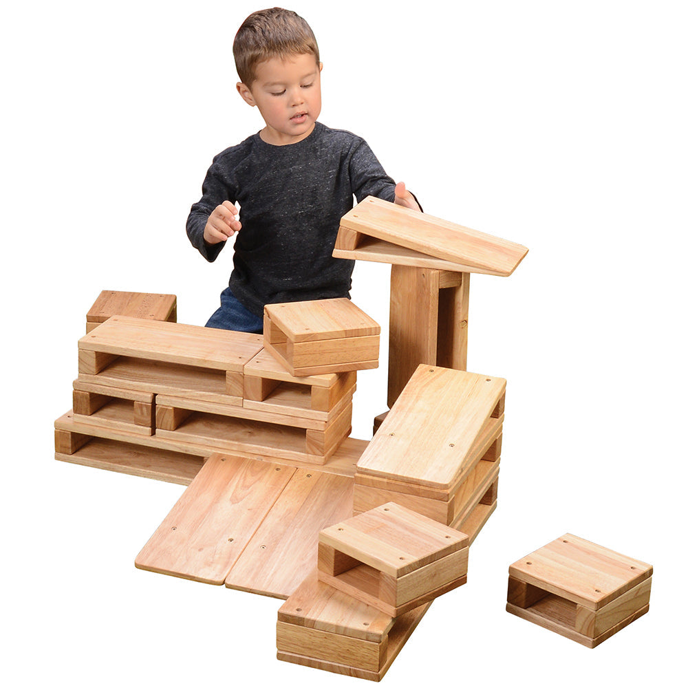 Junior Hardwood Hollow Blocks | 18-Piece Early Learning Building Set