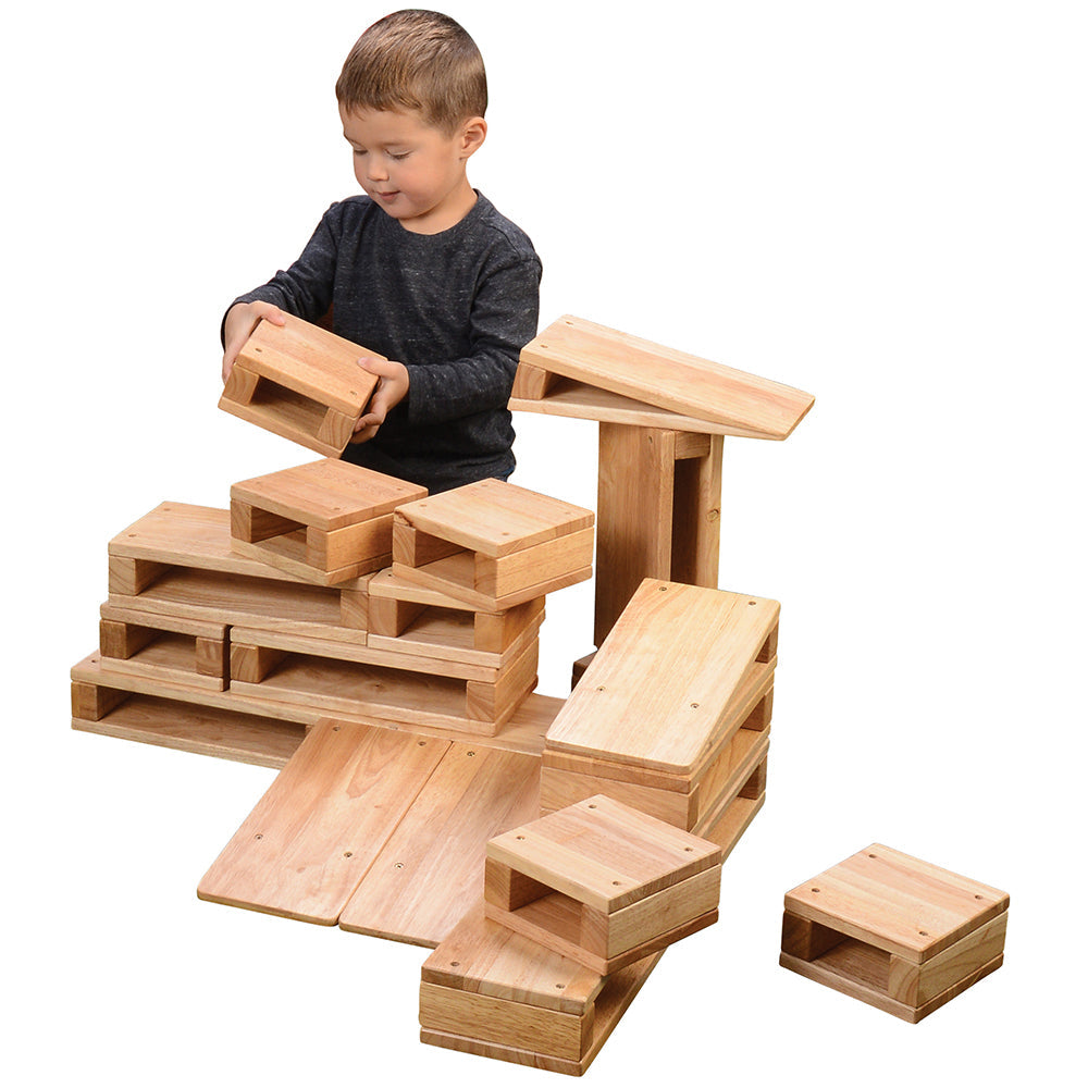 Junior Hardwood Hollow Blocks | 18-Piece Early Learning Building Set