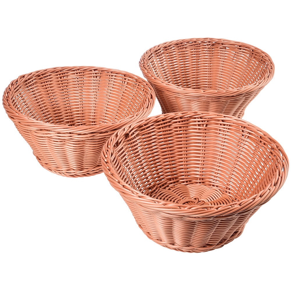 Durable Round Woven Plastic Classroom Baskets | Set of 3 Dishwasher-Safe Organizers