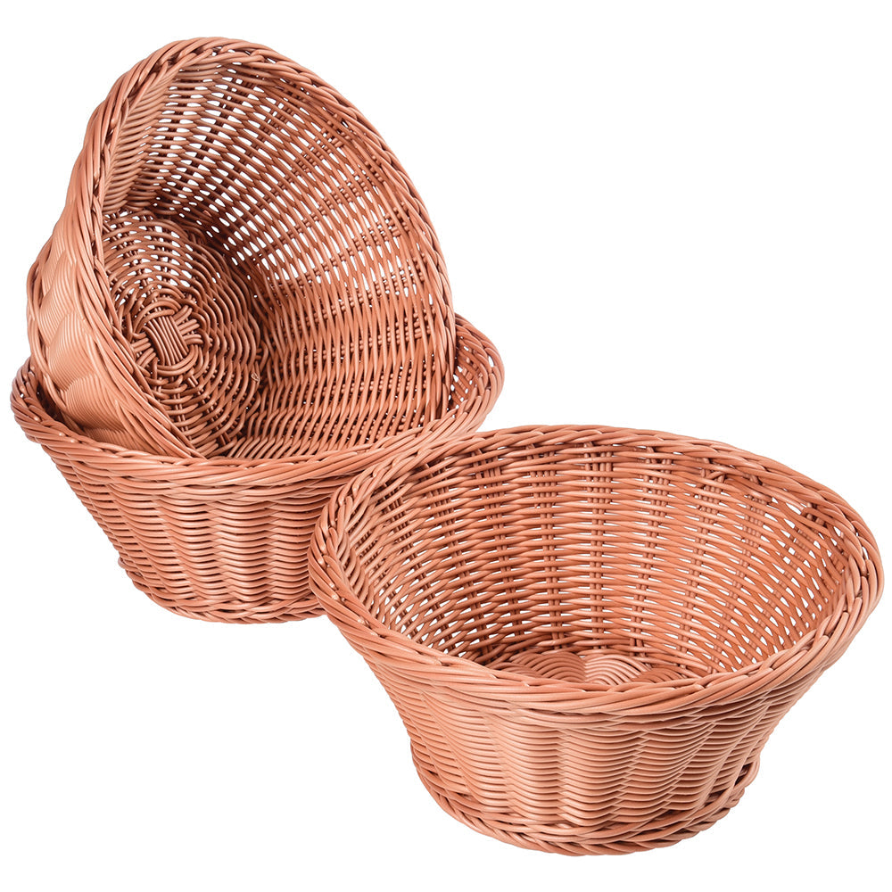 Durable Round Woven Plastic Classroom Baskets | Set of 3 Dishwasher-Safe Organizers