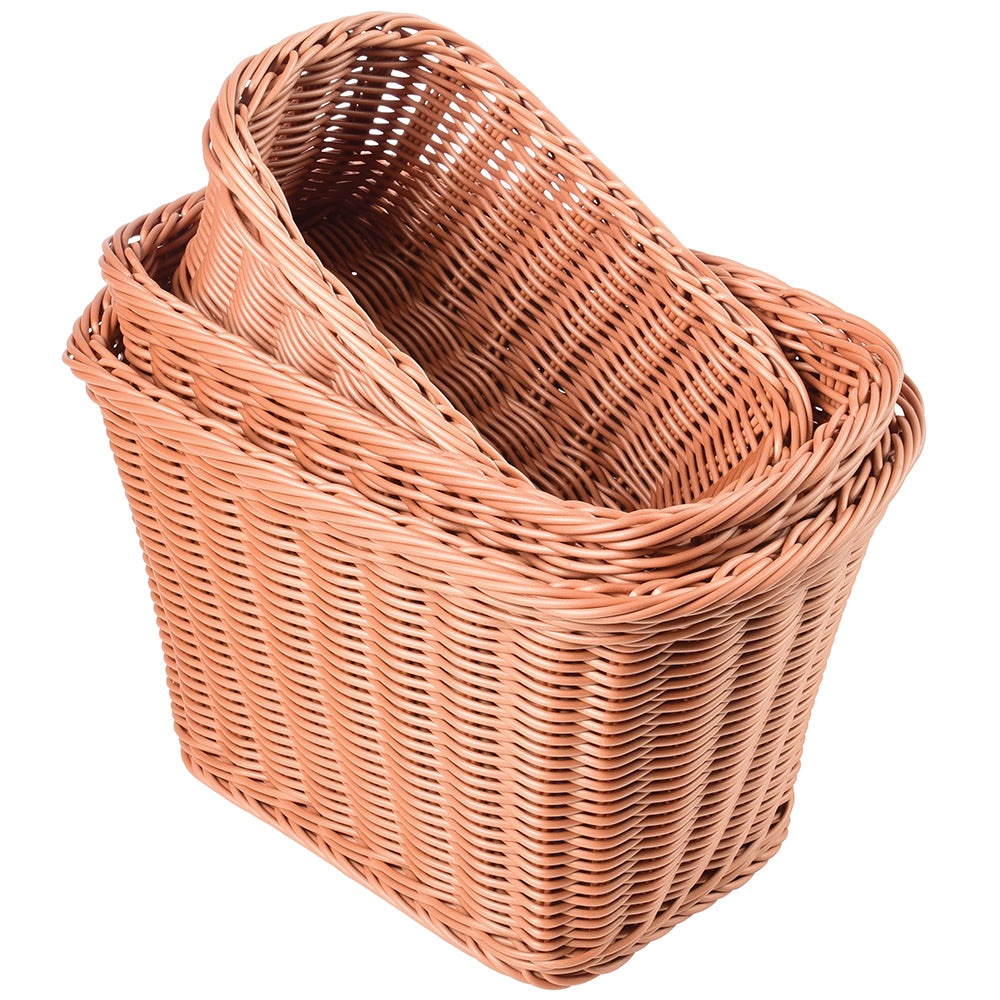 Stackable Multi-Sized Durable Plastic Woven Baskets | Set of 3