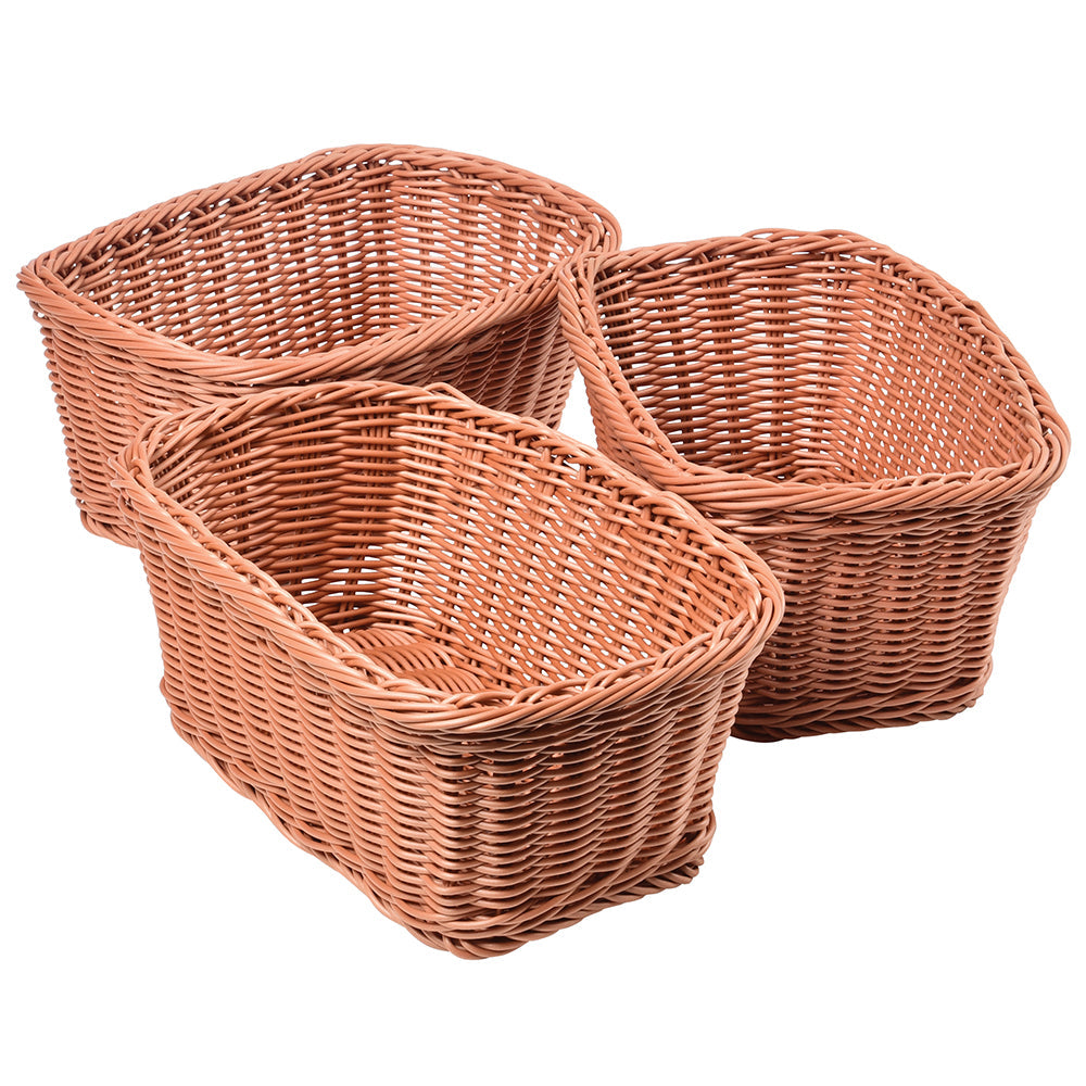 Durable Woven Plastic Rectangle Storage Baskets | Set of 3 Dishwasher-Safe Classroom Organizers