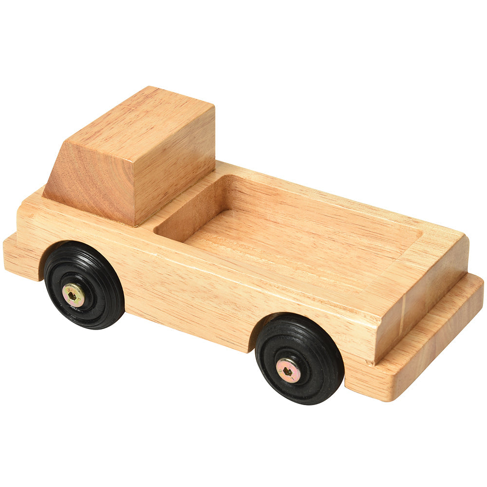 Side View of Hardwood Pickup Truck Toy