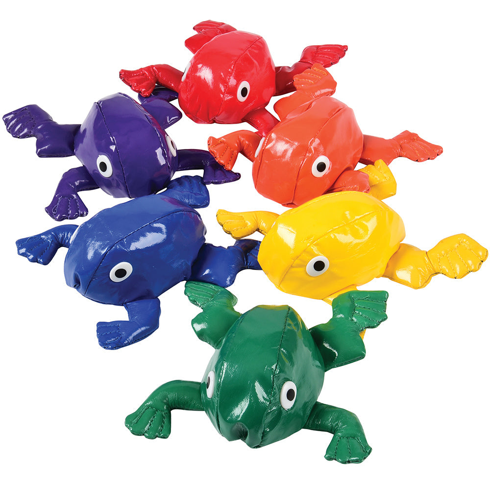 6 Piece Set of Colorful Frog Themed Bean Bags