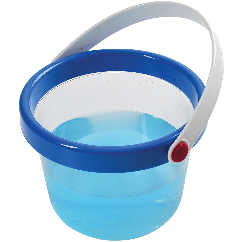 Clear Plastic Sensory Bucket Filled with Water