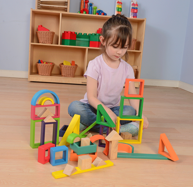 Kid Building with 38-Piece Colorful Designer Blocks