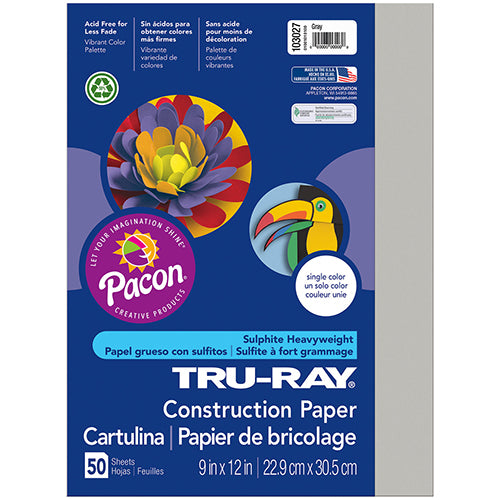 Tru-Ray® Construction Paper, Gray, 9" x 12" - 50 Sheets