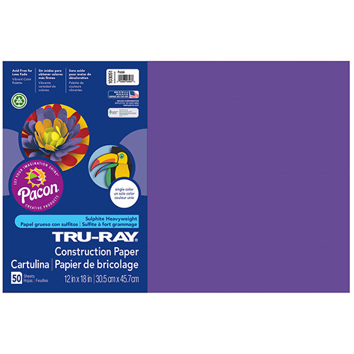Tru-Ray® Construction Paper, Purple, 12" x 18" - 50 Sheets