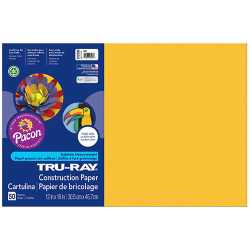 Tru-Ray® Construction Paper, Gold, 12" x 18" - 50 Sheets
