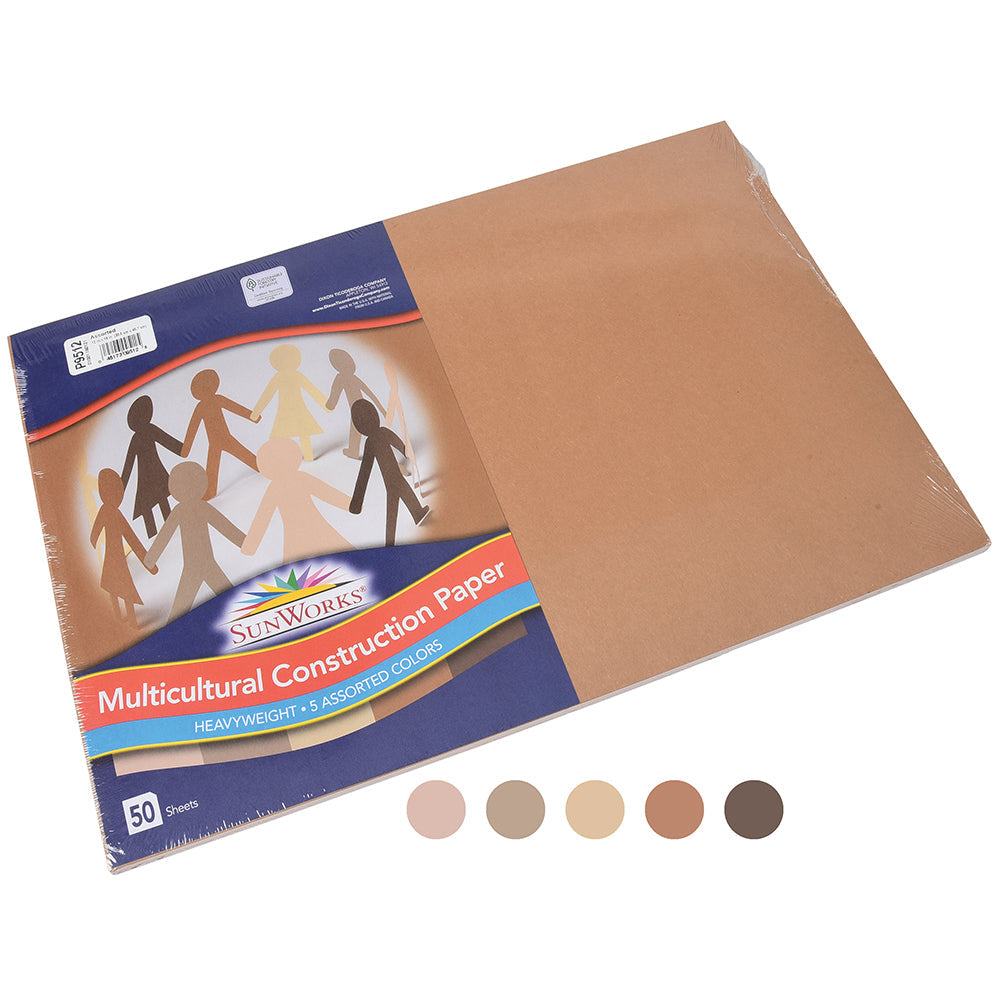 Sunworks® Multi-Cultural Skin-Tone Construction Paper