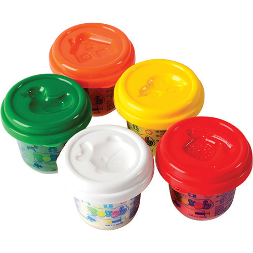 5 Jars of Colorful Play Dough