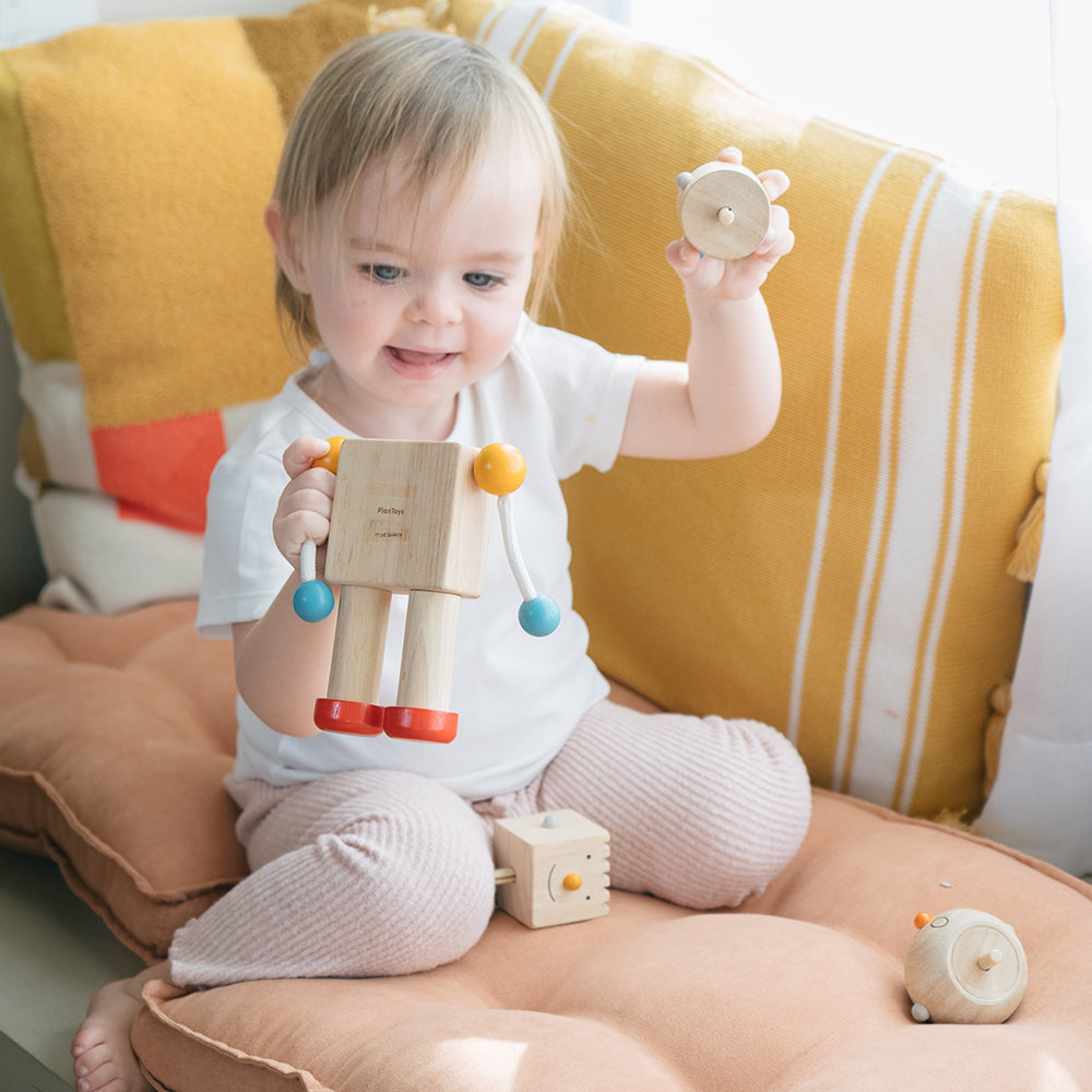 Toddler Playing with Build-a-Robot
