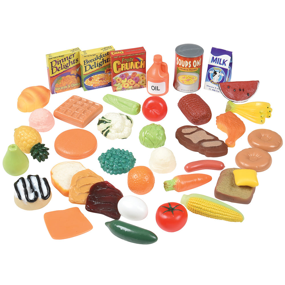 Mini Play Food Set 37-Piece Plastic Toy Kitchen Set for Kids