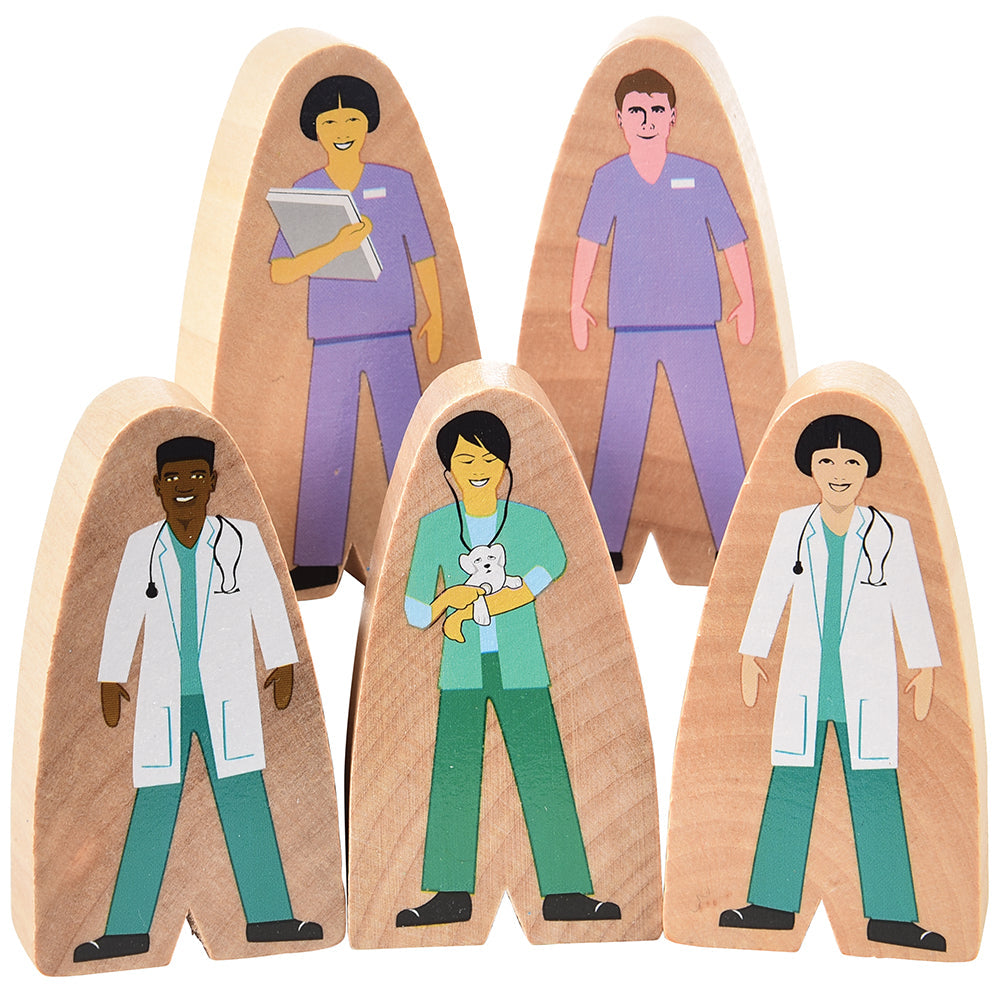 Multicultural Wooden Hospital Figures