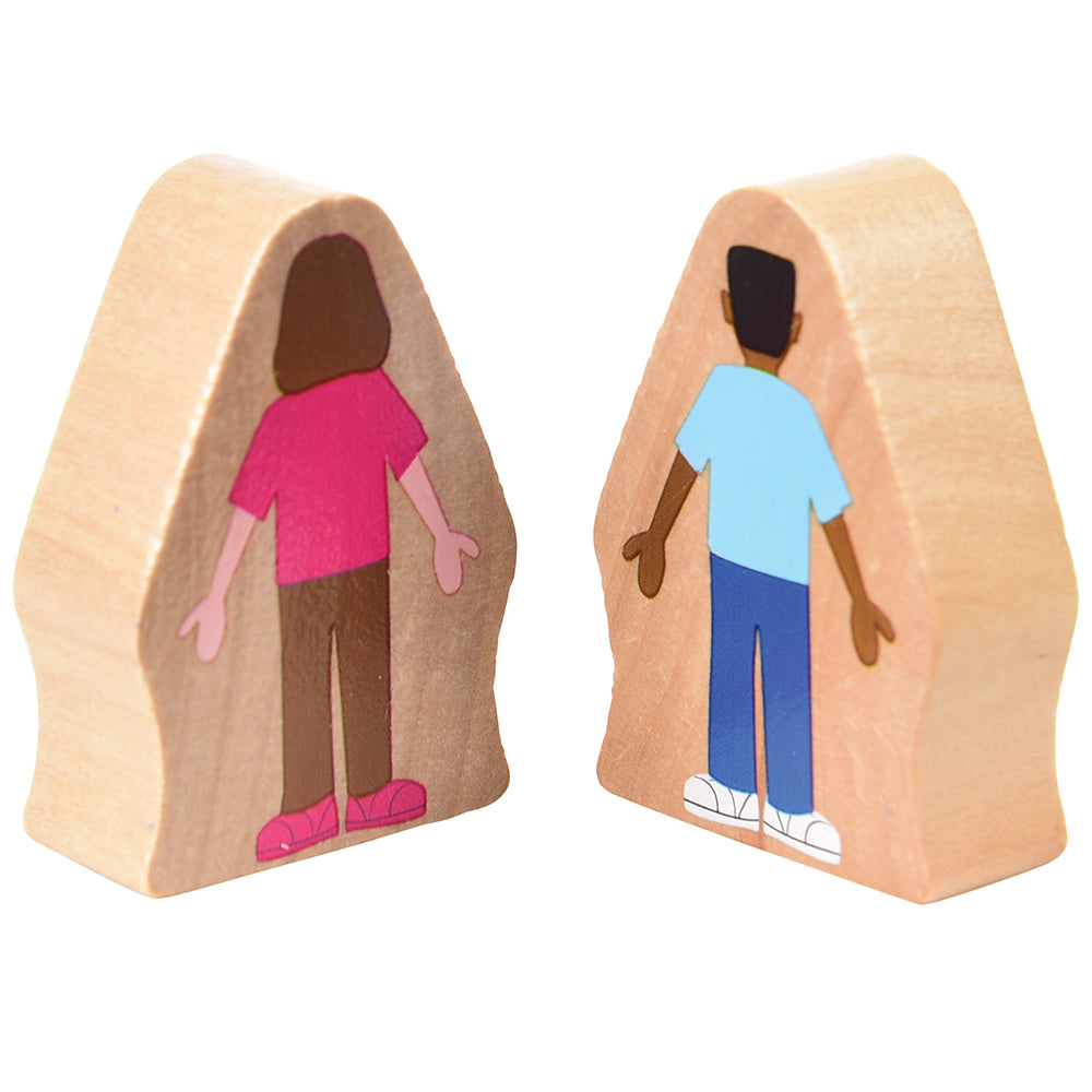 Back View of Multicultural Wooden Children Figures