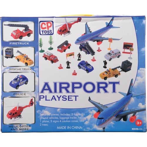 Back View of 24-Piece Airport Playset Packaging