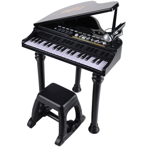 Kids' Electronic Grand Piano with Microphone & Stool