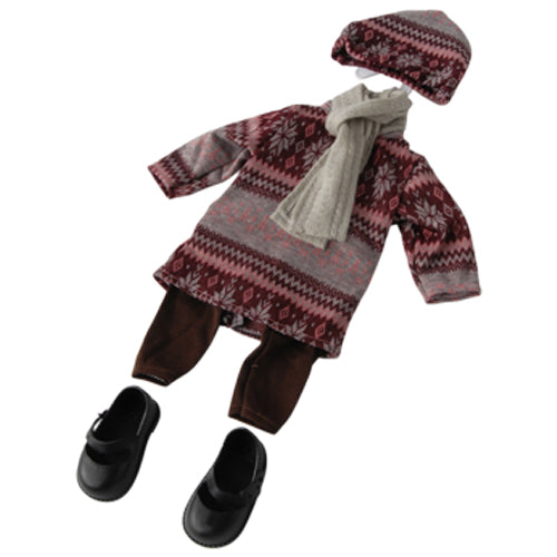 Purple & Gray Sweater with Matching Hat, Leggings and Shoes for 18 inch Doll