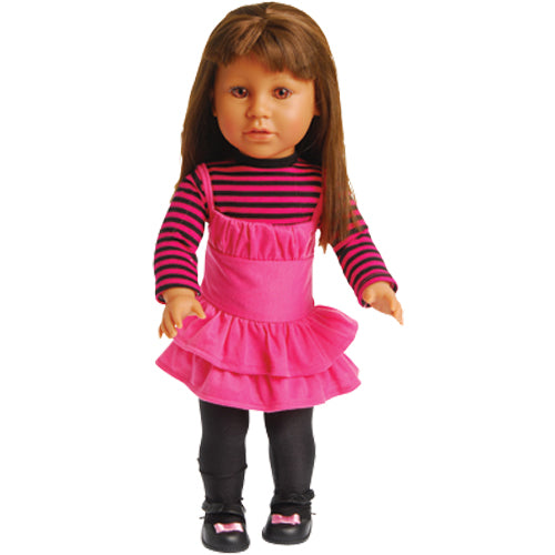 18" Doll Modeling Black & Pink Striped Outfit