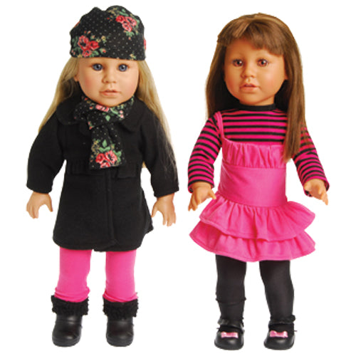 18" Dolls in Back & Pink Outfits