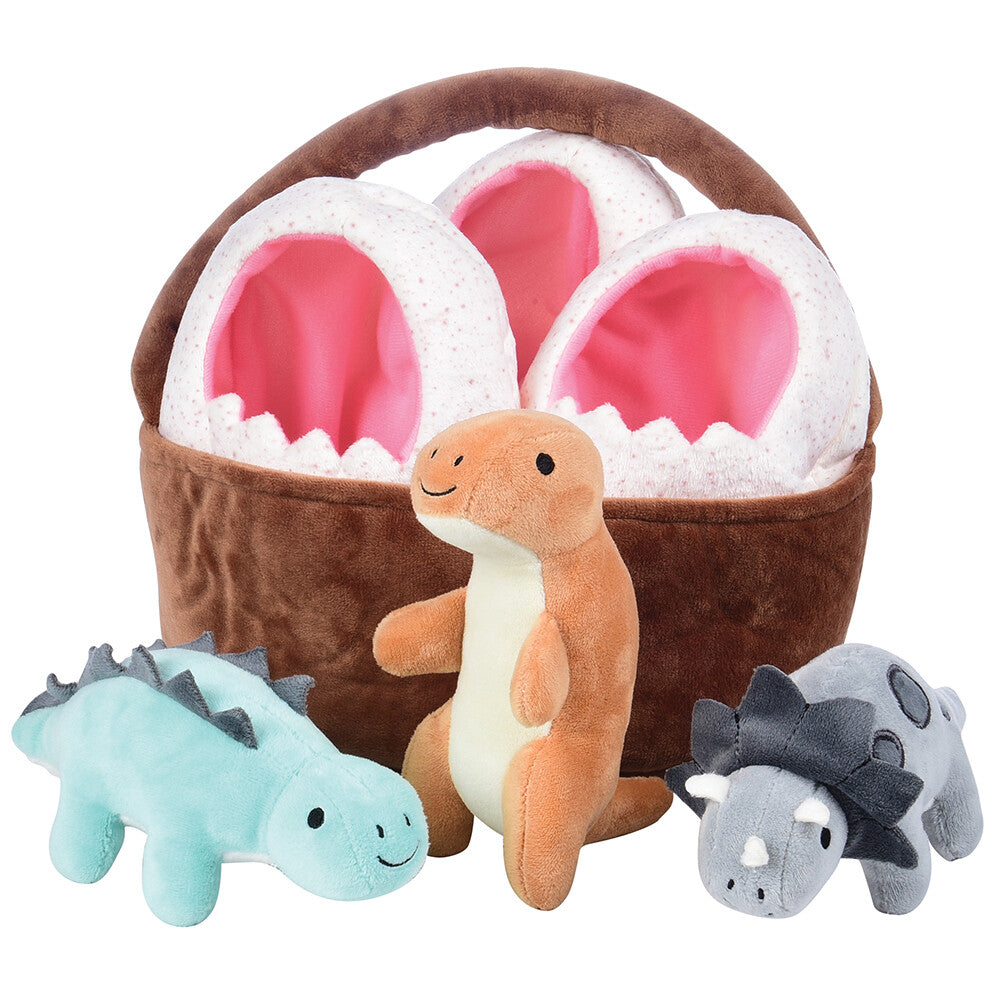 Basket of Dinos Plush Play Set | 7-Piece Soft Toy Set