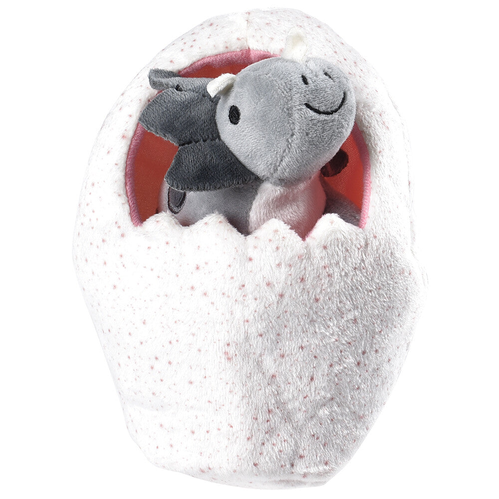 Plush Triceratops Inside Speckled Egg