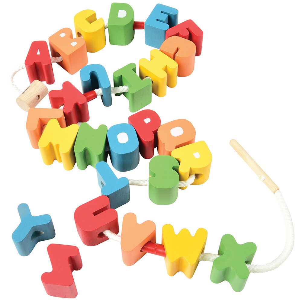 Jumbo Wooden Alphabet Lacing Beads Set | Fine Motor & Letter Practice