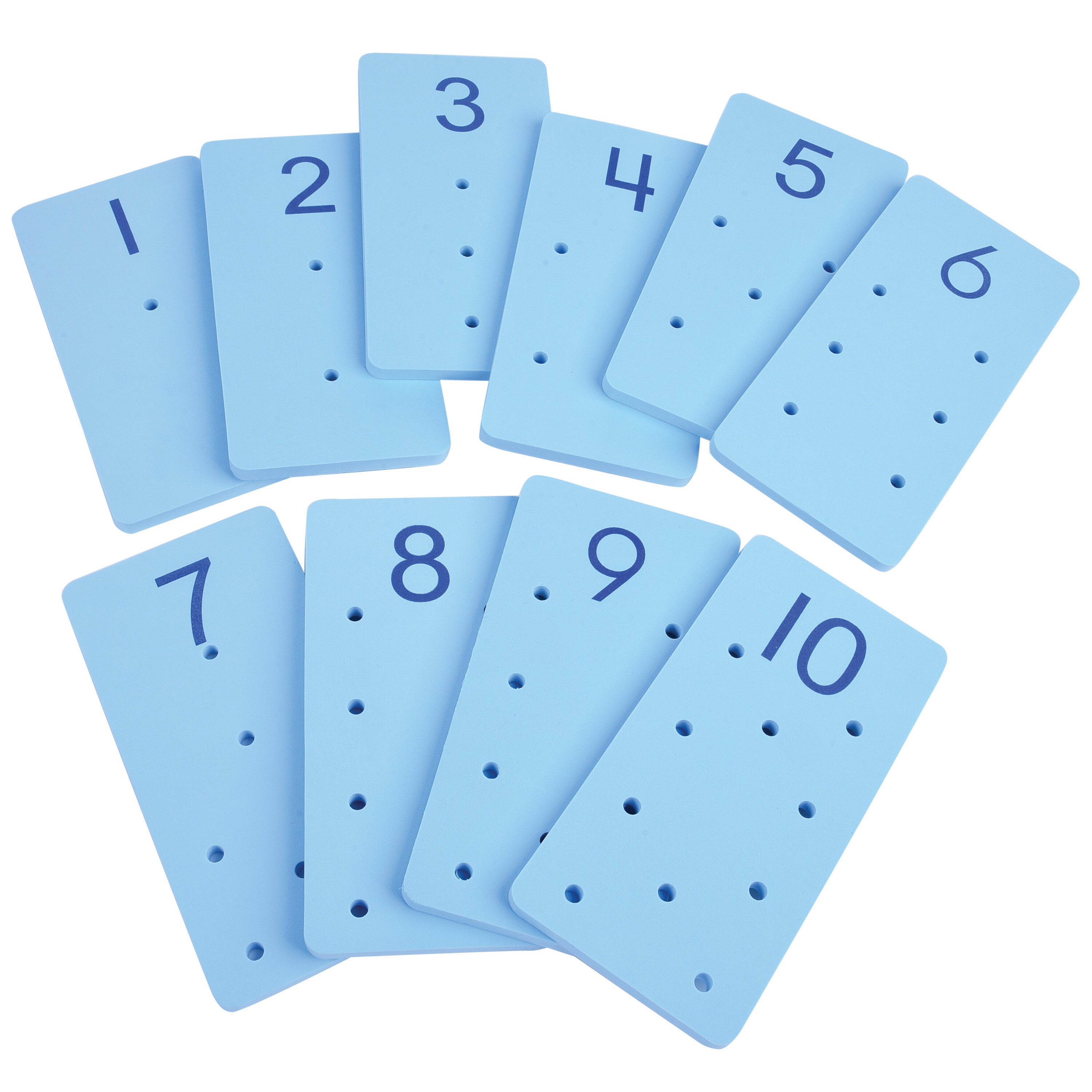 Jumbo Foam Peg Number Boards 8" x 4" | Counting & Number Recognition Math Toy for Preschool | 10 Boards + Pegs