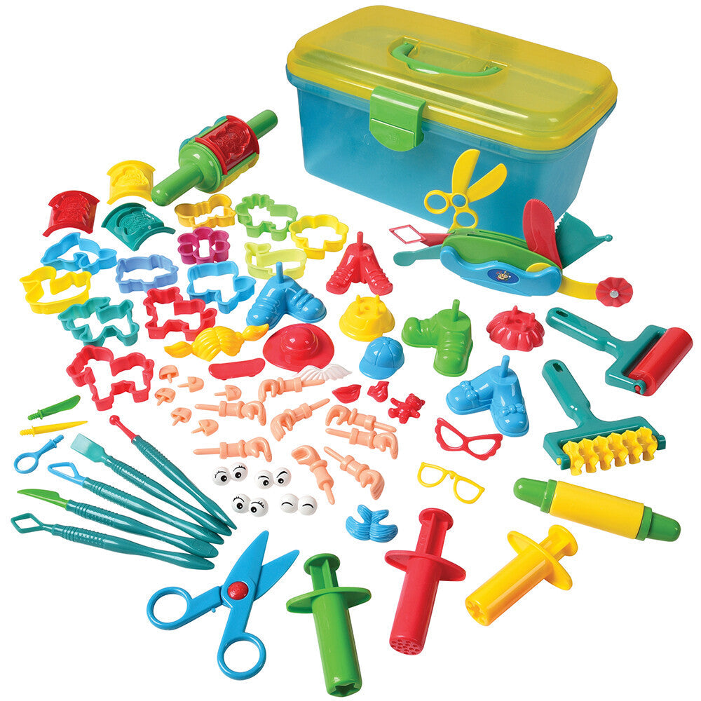 Modeling Dough Tool Case with Rollers, Stampers & Cutters – Pretend Play Craft Set for Kids