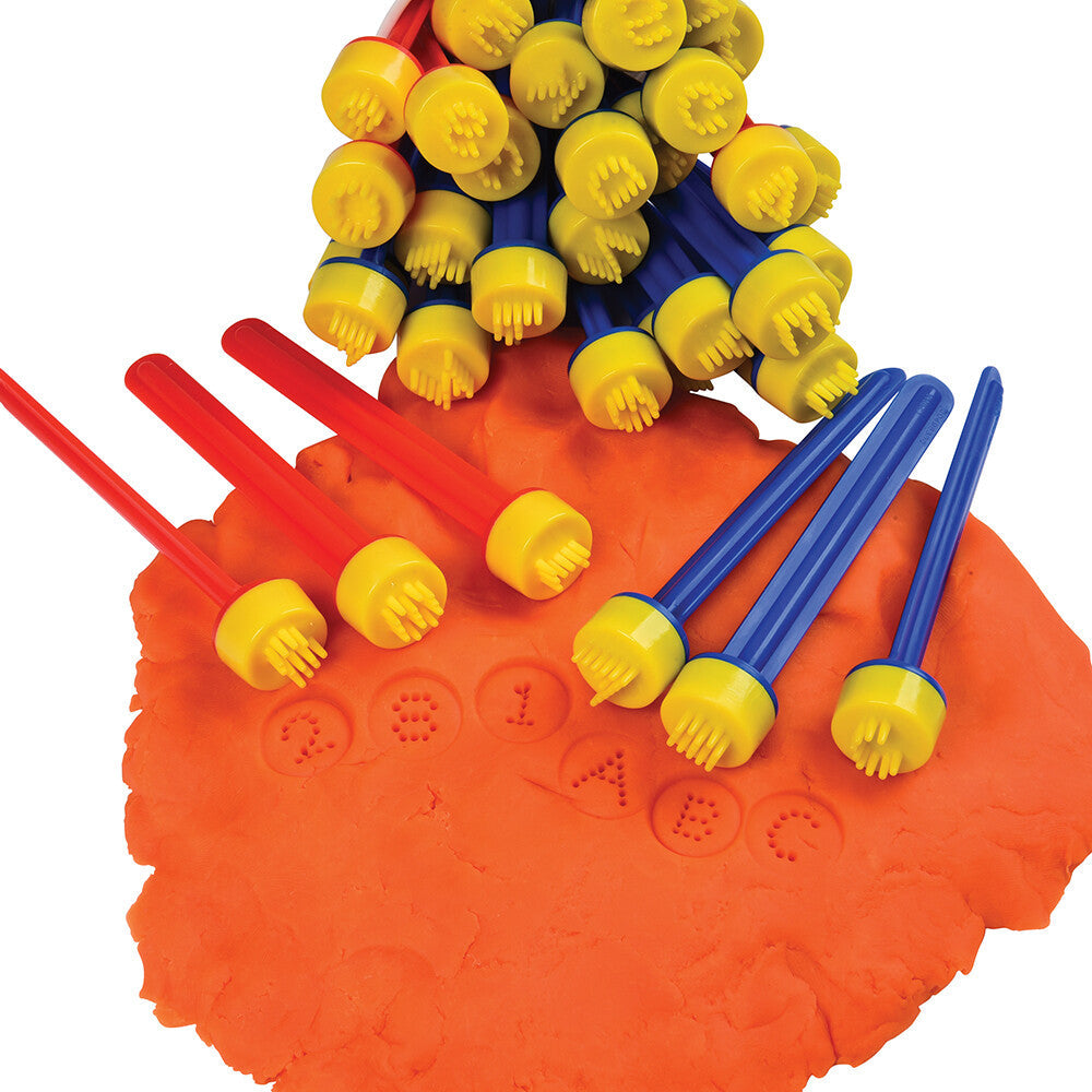 Using Alphabet & Number Clay Stampers in Orange Play-Doh