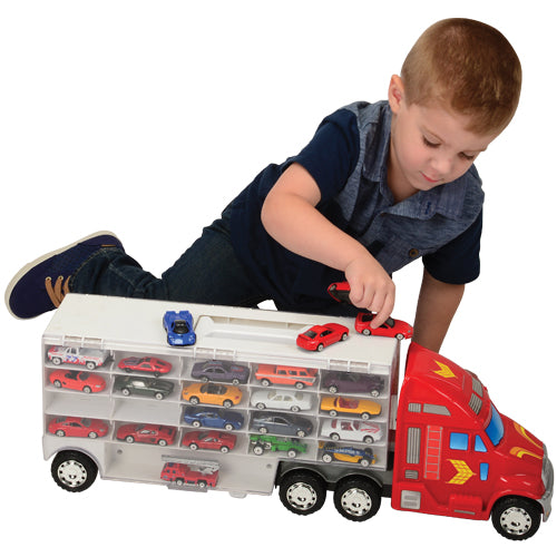 Kid Playing With Super-Rig Carrier