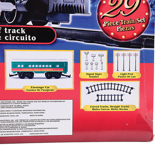 STEM Train Set 29 pc – Buildable Electric Track Set with Magnetic Cars, 35-Piece North Pole Express