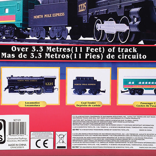 STEM Train Set 29 pc – Buildable Electric Track Set with Magnetic Cars, 35-Piece North Pole Express