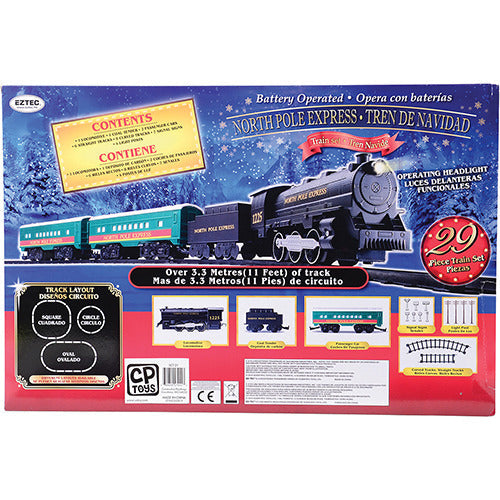 STEM Train Set 29 pc – Buildable Electric Track Set with Magnetic Cars, 35-Piece North Pole Express