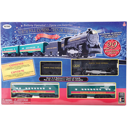 STEM Train Set 29 pc – Buildable Electric Track Set with Magnetic Cars, 35-Piece North Pole Express