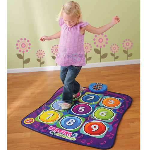 Kid Using Interactive Light-Up Dancing Challenge Mat
