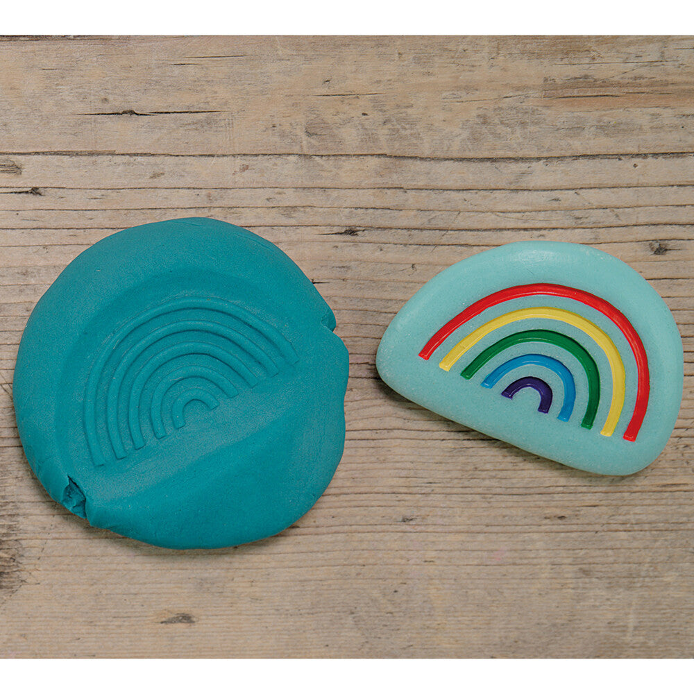 Tactile Rainbow Stone Clay Impression