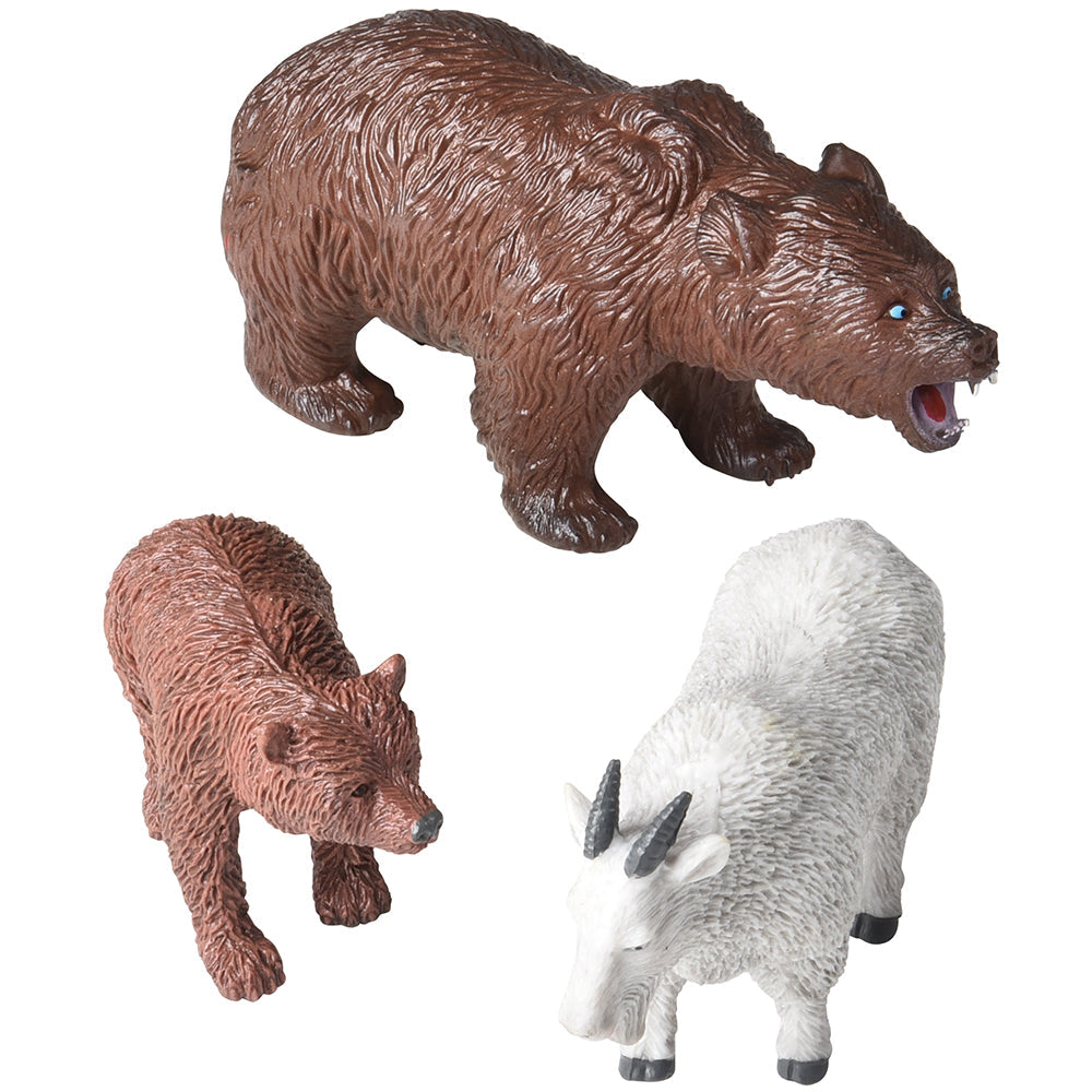 Close-up View of 3 Figures of Forest Animals including 2 Bears
